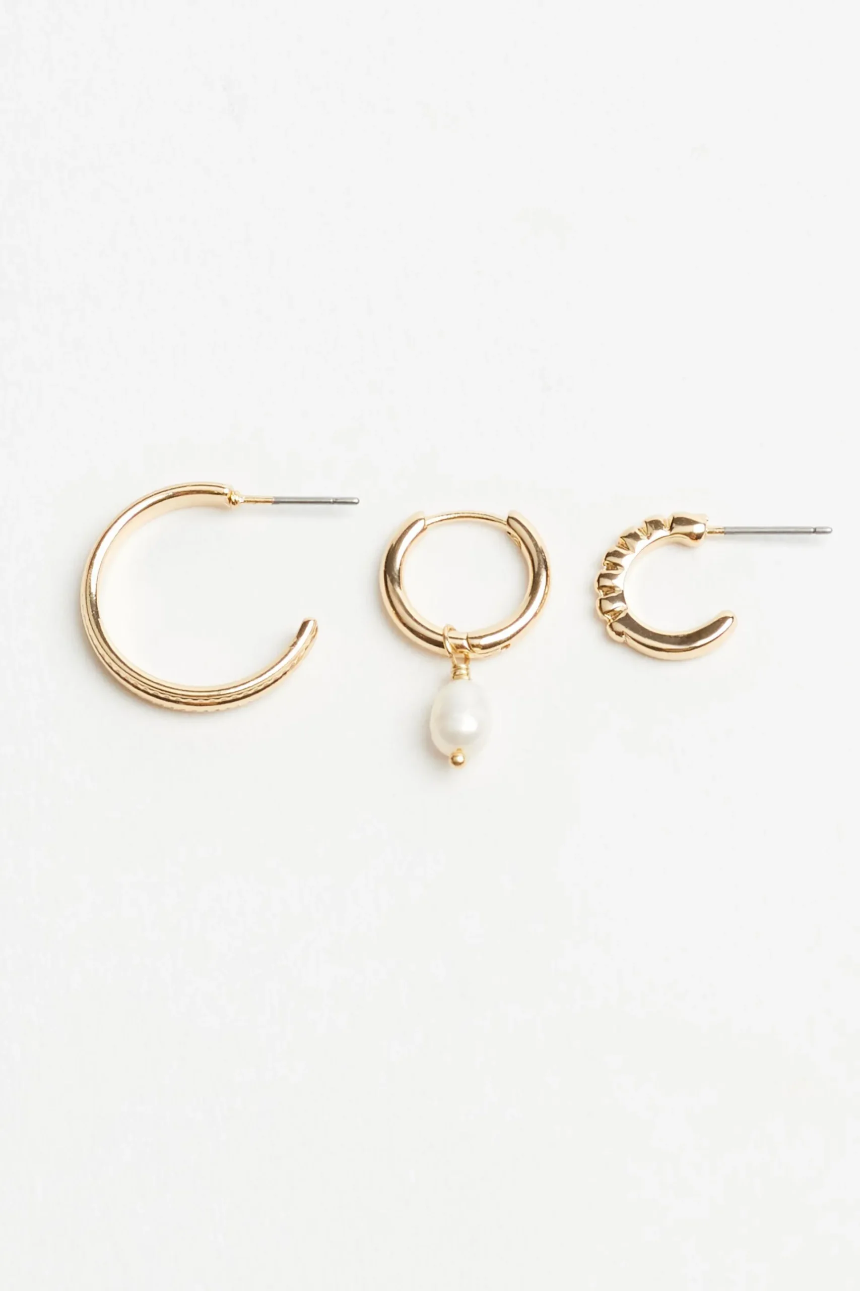 3 Pack Pearl Drop & Hoop Earrings*Garage Clothing Fashion