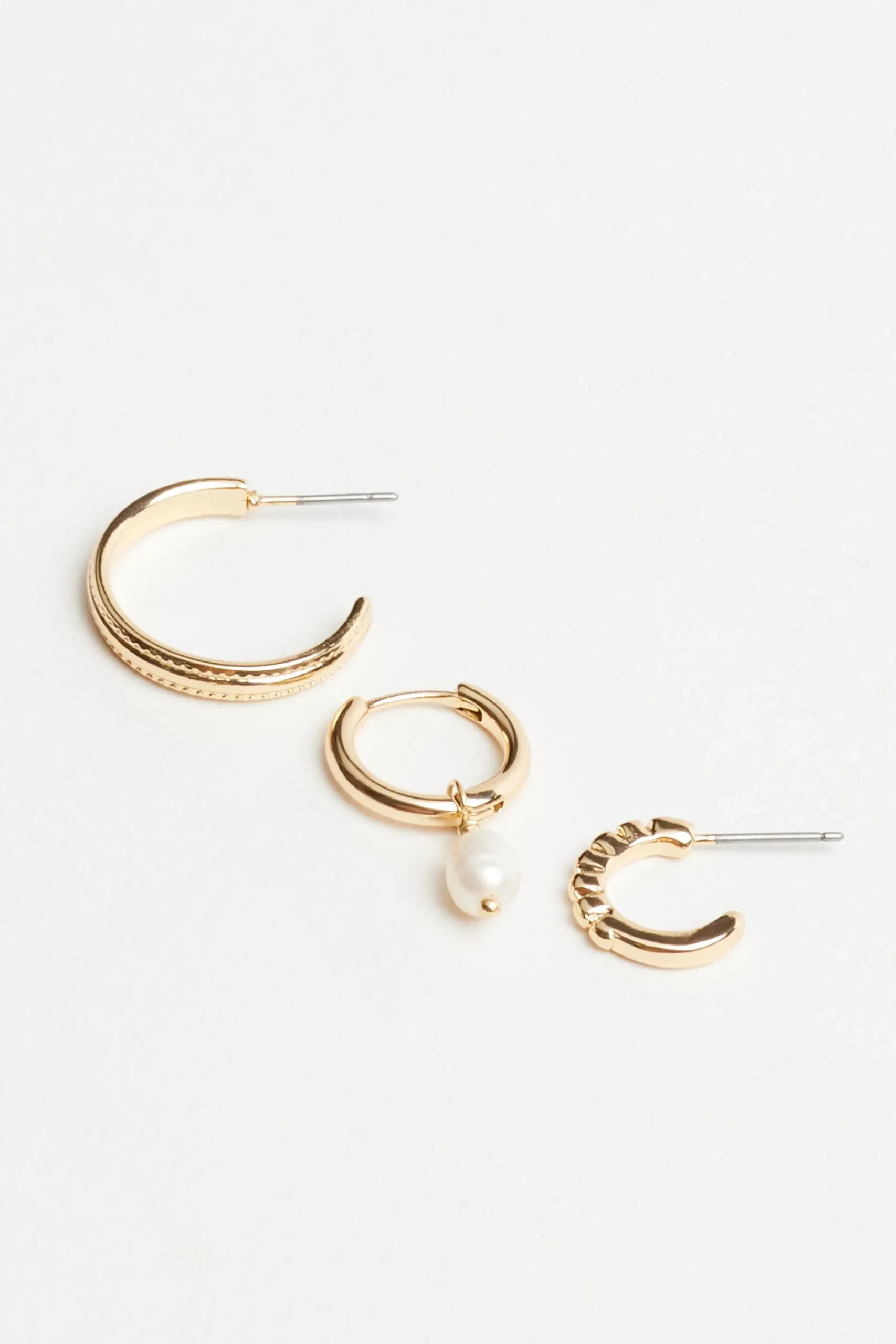 3 Pack Pearl Drop & Hoop Earrings*Garage Clothing Fashion