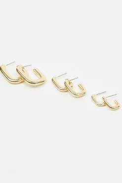 3 Pack Square Hoop Earrings*Garage Clothing Online