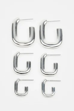 3 Pack Square Hoop Earrings*Garage Clothing Outlet