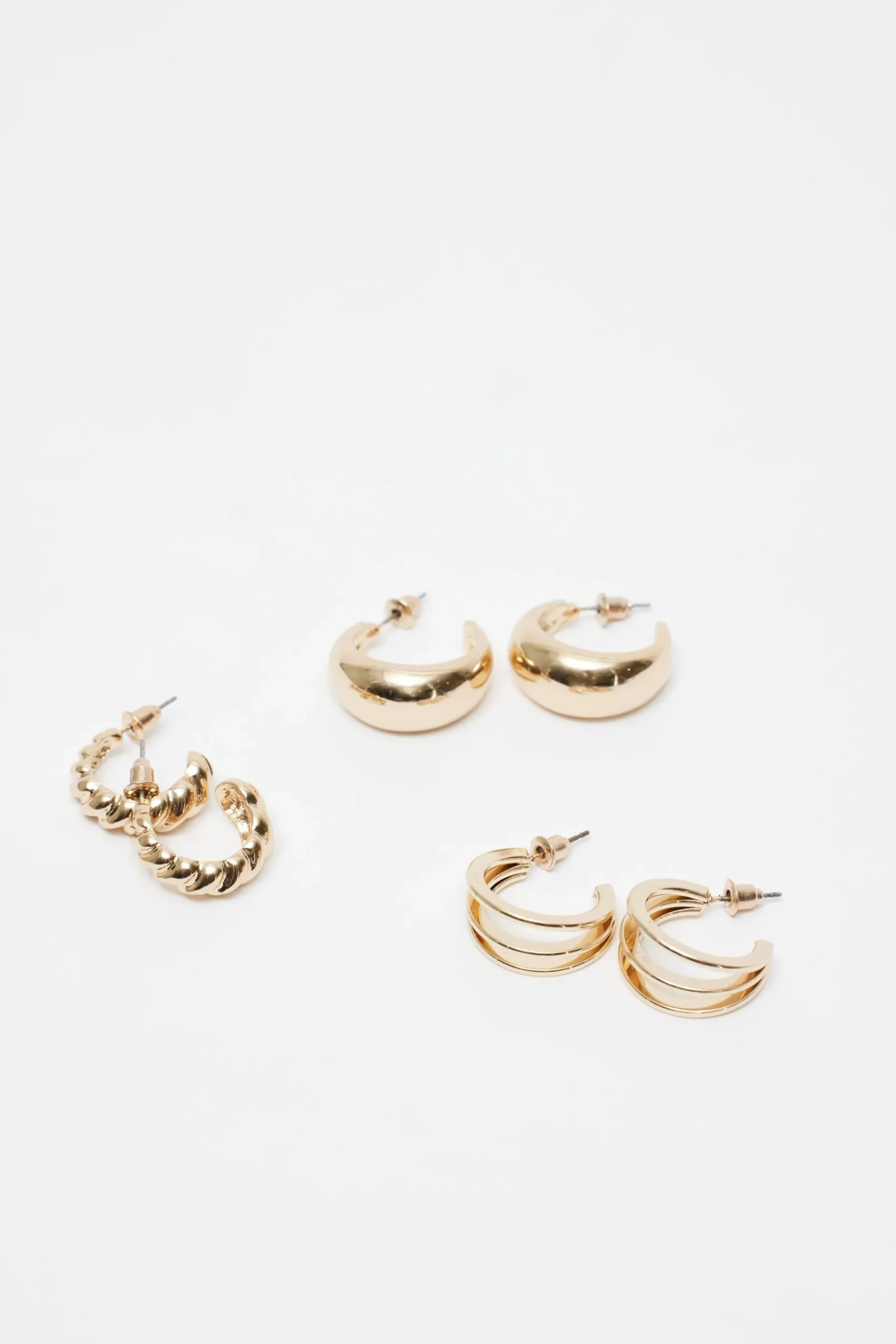 3 Pack Textured Hoop Earrings*Garage Clothing Hot