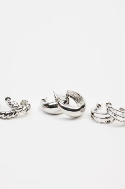3 Pack Textured Hoop Earrings*Garage Clothing Online