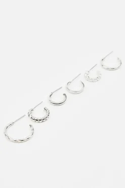 6 Pack Textured Huggies & Hoop Earrings*Garage Clothing Cheap