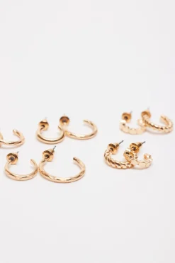 6 Pack Textured Huggies & Hoop Earrings*Garage Clothing Store