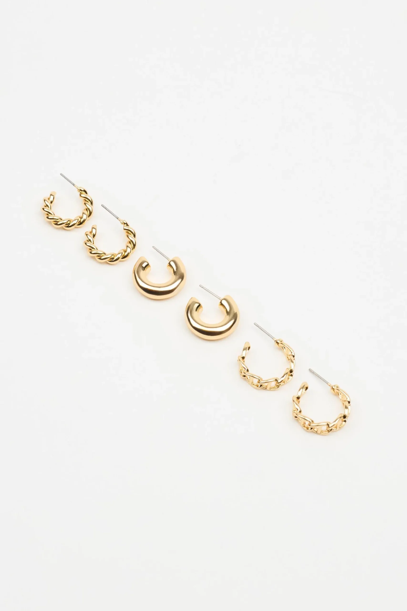 3 Pack Twist & Chain Earrings*Garage Clothing Hot