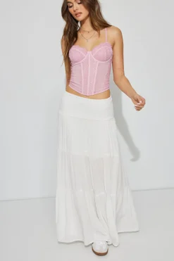 Eliana Smocked Peasant Midi Skirt*Garage Clothing Store