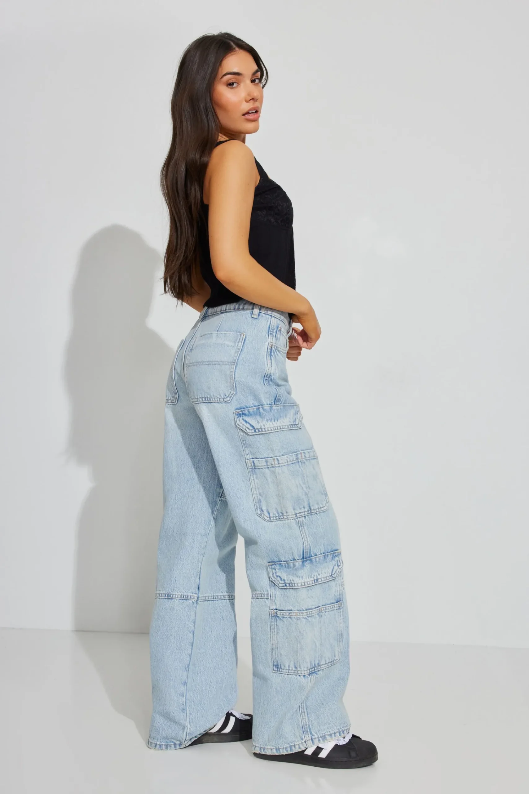 High Rise Wide Cargo Jean*Garage Clothing Best