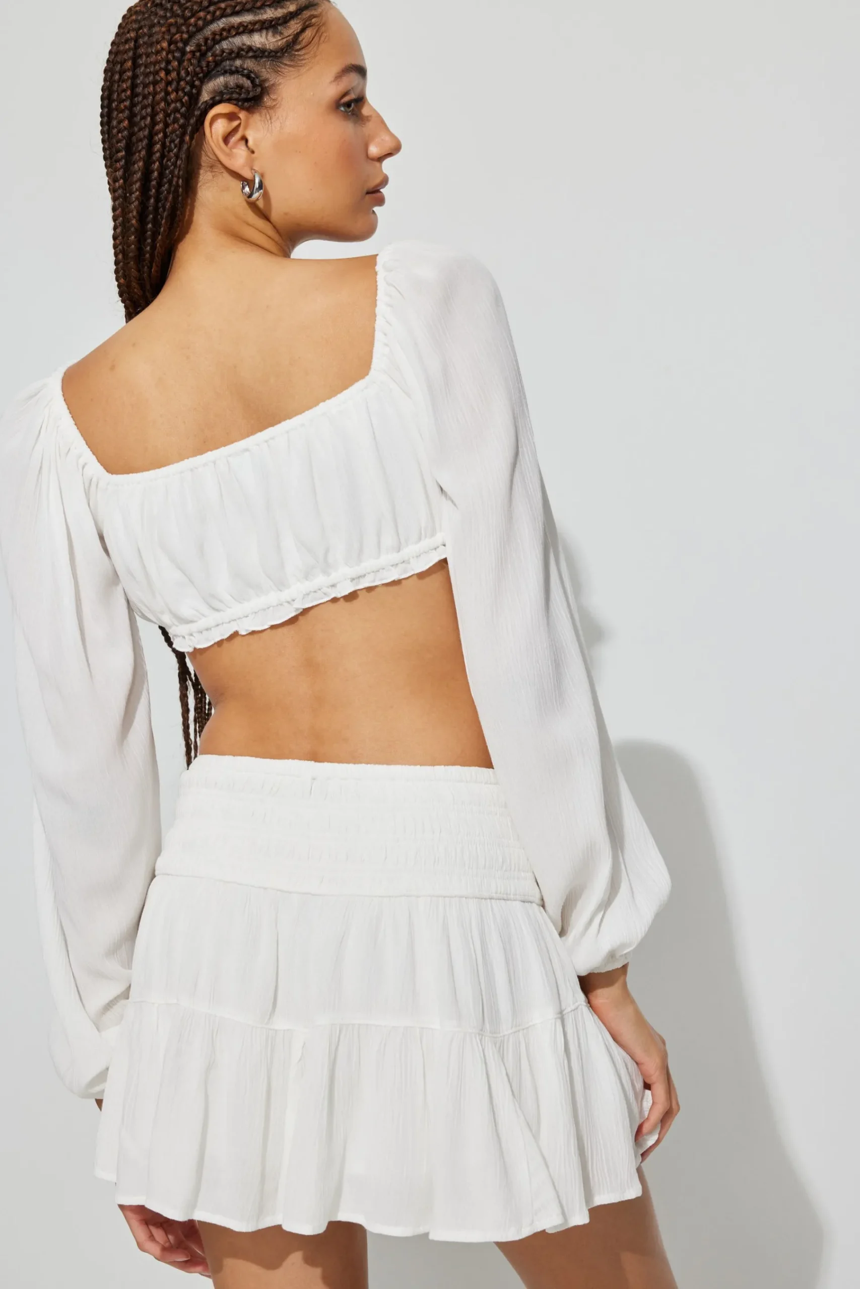 Long Sleeve Micro Milkmaid Top*Garage Clothing Shop