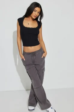 Myla Scoop Neck Lace Trim Rib Tee*Garage Clothing Store