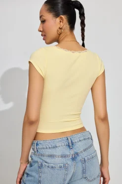 Myla Scoop Neck Lace Trim Rib Tee*Garage Clothing Best