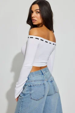 Off Shoulder Drawstring Top*Garage Clothing Hot