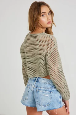 Open-Knit Cropped Sweater*Garage Clothing Store