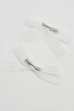 2-Pack Lace Bow Hair Clips*Garage Clothing Outlet