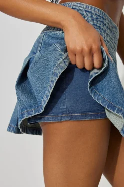 Pleated Denim Skort*Garage Clothing Cheap