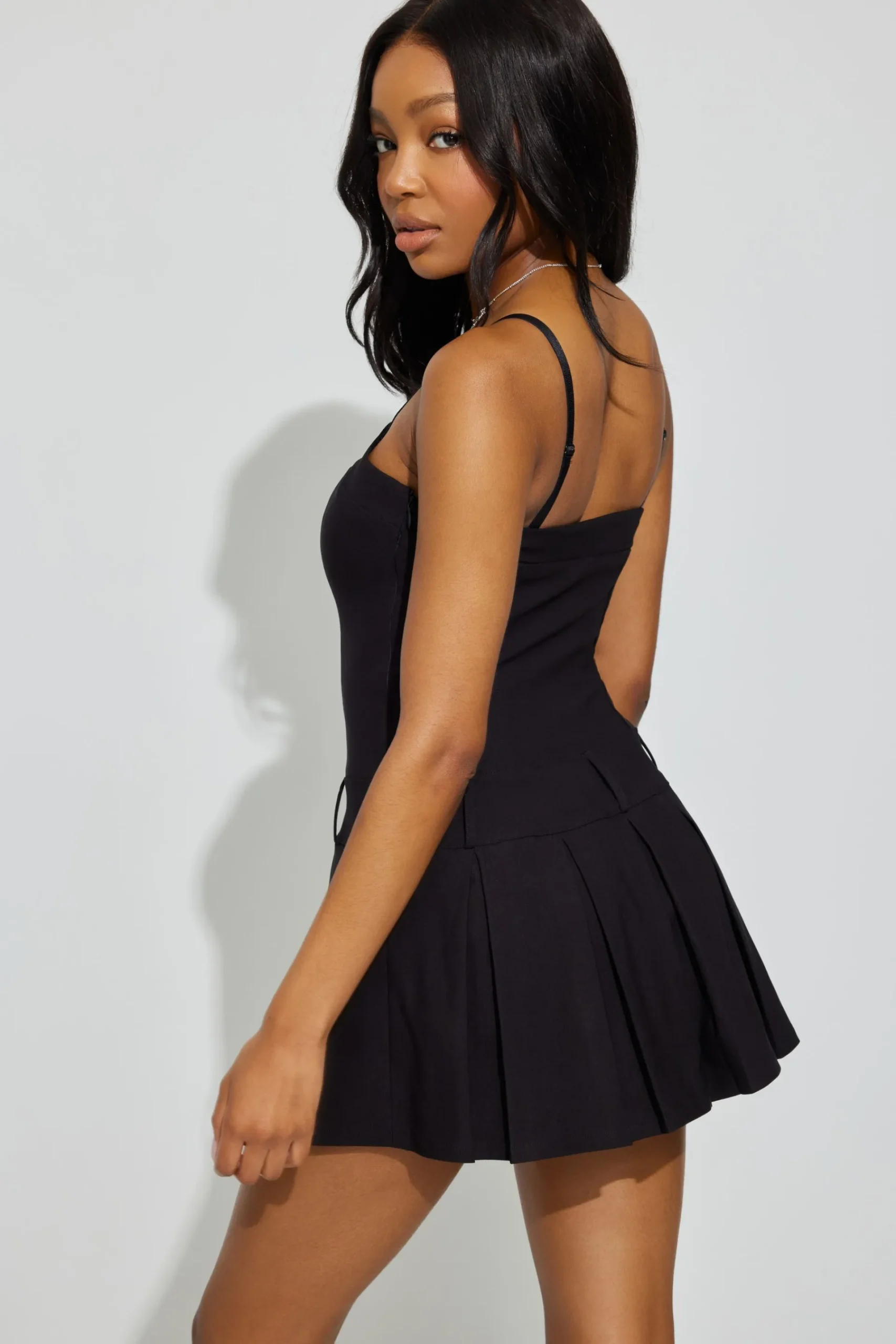 Pleated Drop Waist Mini Dress*Garage Clothing Outlet
