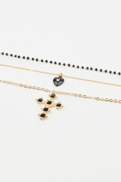Set Of 3 Cross & Heart Necklaces*Garage Clothing Fashion