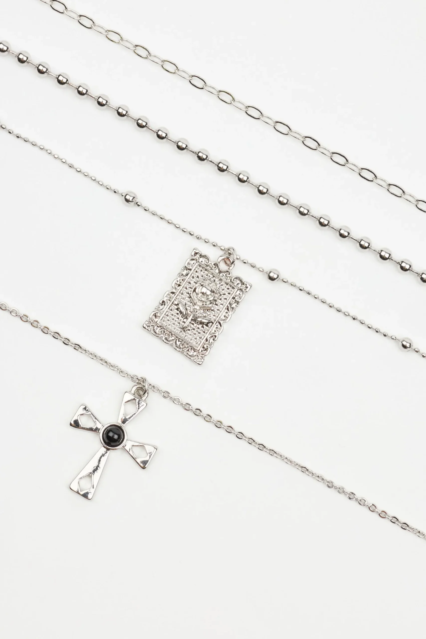 Set Of 4 Cross & Rose Pendant Necklaces*Garage Clothing Sale