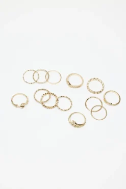 Set Of 10 Gem, Rose & Star Rings*Garage Clothing Sale