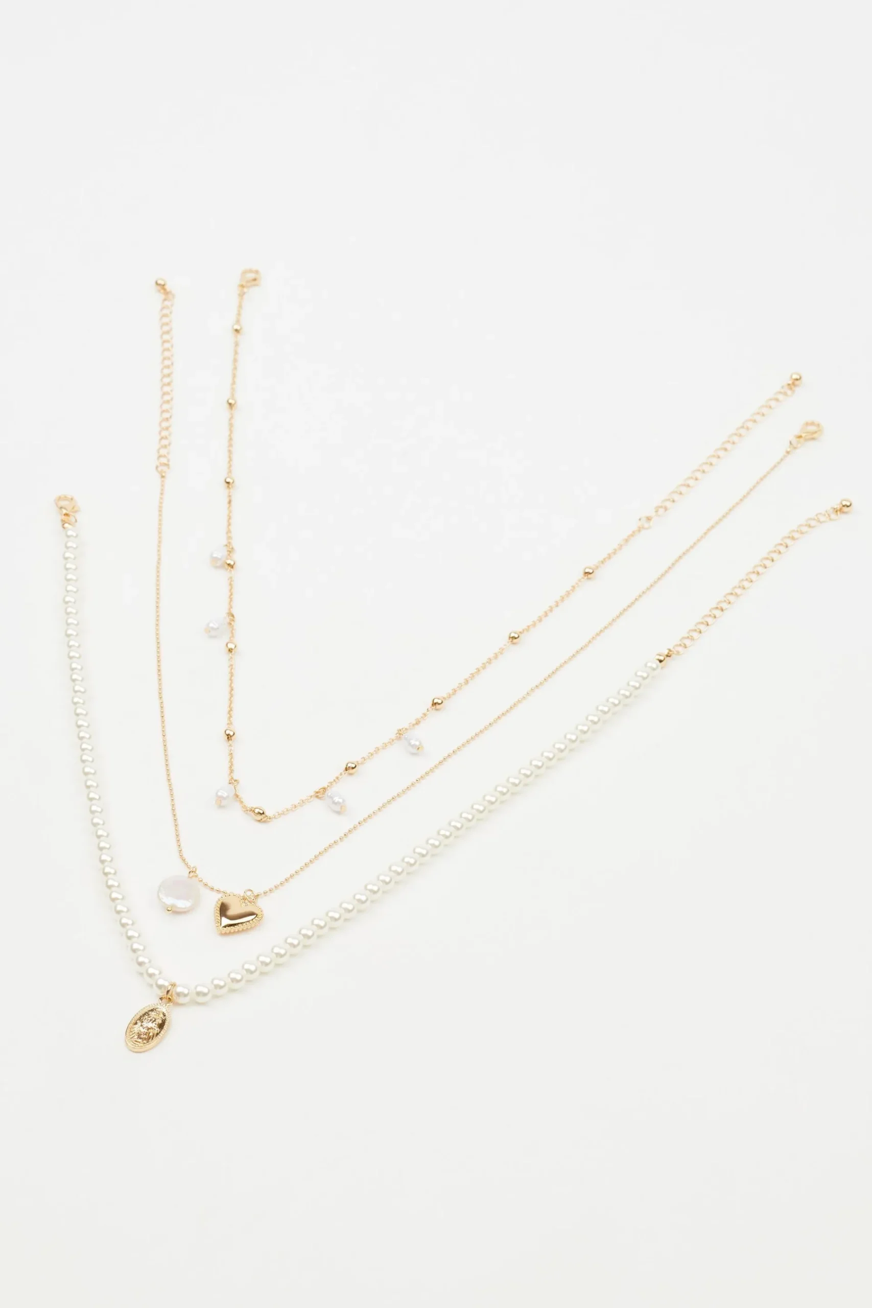 Set Of 3 Pearl & Charm Necklace*Garage Clothing Shop