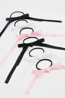 Set Of 6 Ribbon Bow Hair Elastics*Garage Clothing Cheap