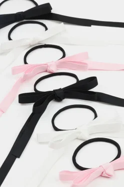 Set Of 6 Ribbon Bow Hair Elastics*Garage Clothing Cheap