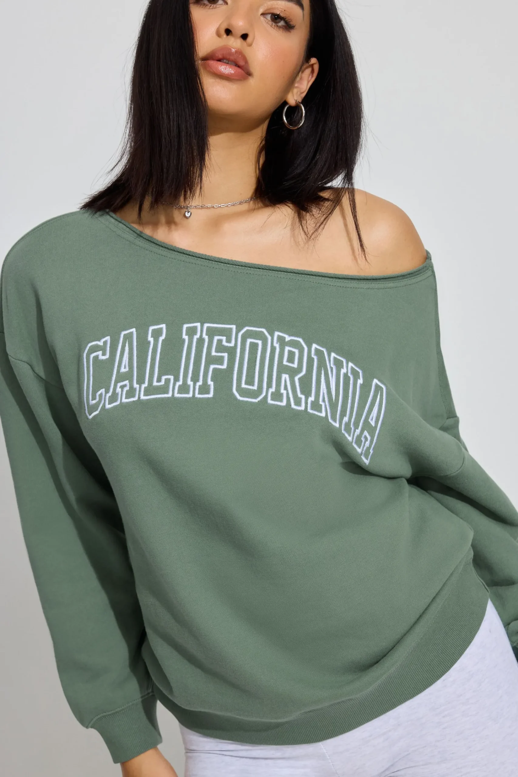 Soft Terry Off Shoulder Sweatshirt*Garage Clothing Discount
